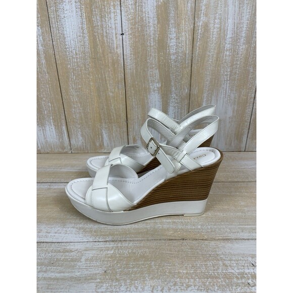 Cole Haan Paley Women's Size 9.5B White Leather High Wedge Heels - Picture 4 of 10